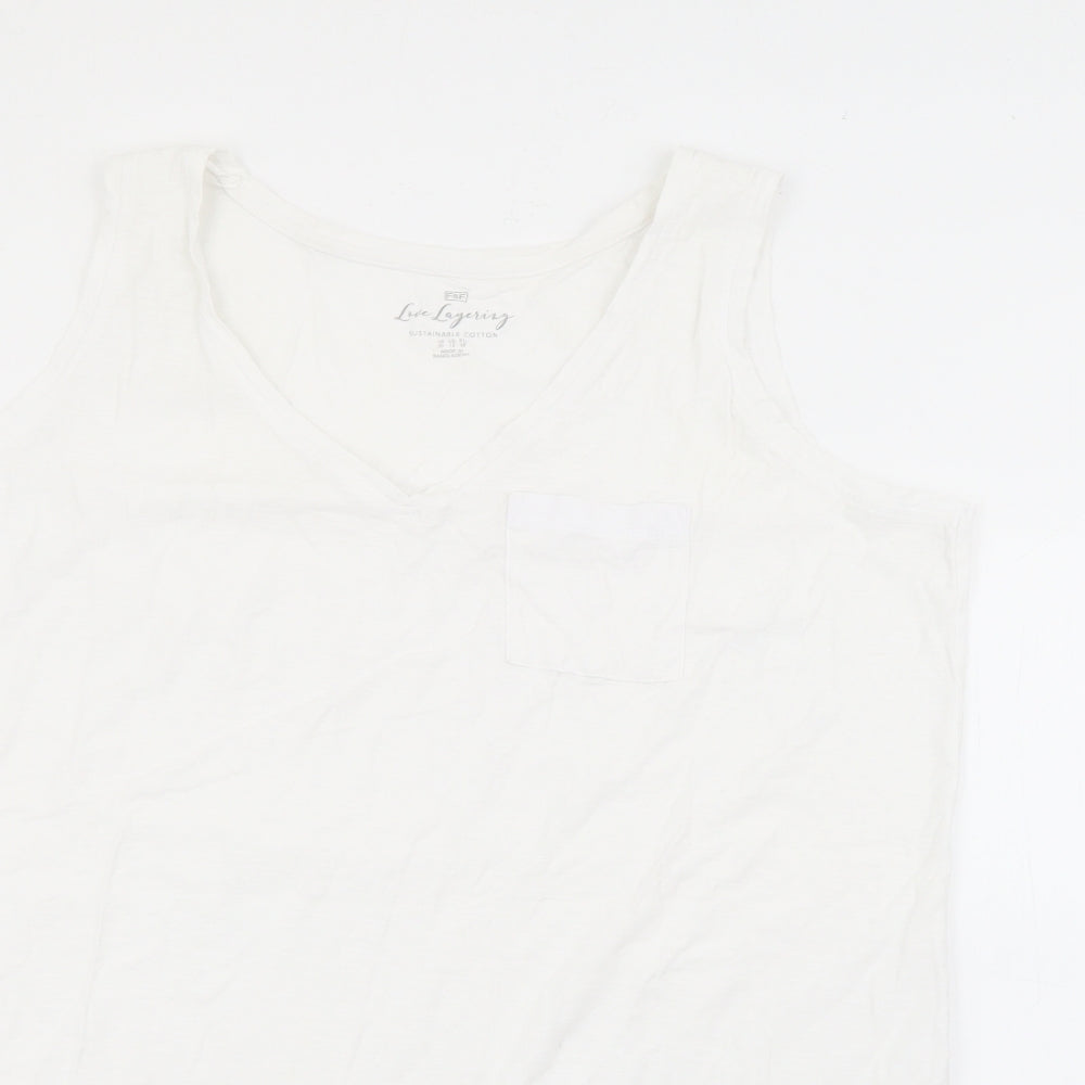F&F Womens White  Cotton Camisole Tank Size 20 Scoop Neck