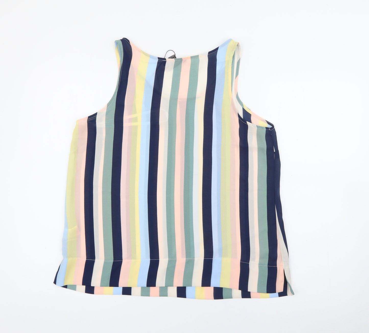 Primark Womens Multicoloured Striped Polyester Camisole Tank Size 14 Scoop Neck