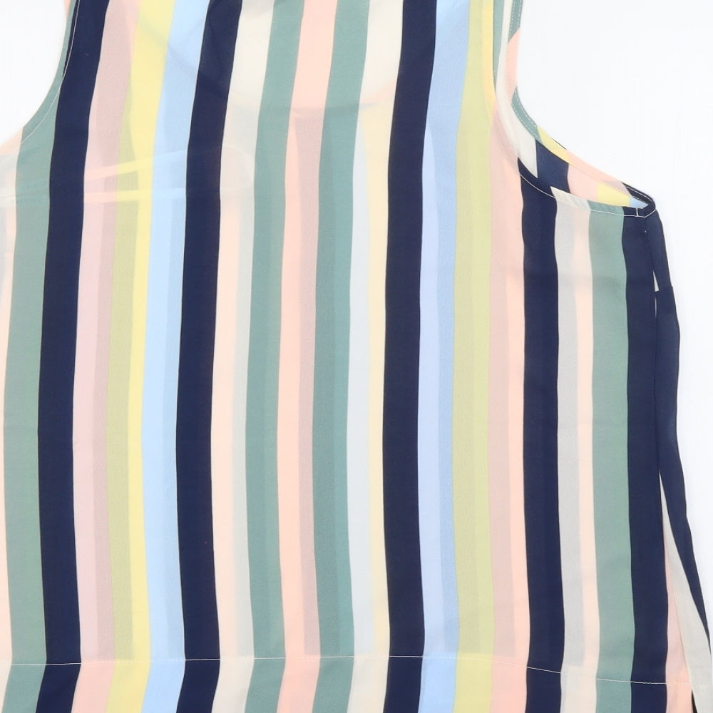 Primark Womens Multicoloured Striped Polyester Camisole Tank Size 14 Scoop Neck