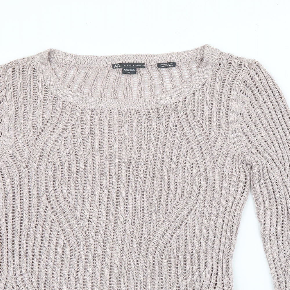 Armani Exchange Womens Purple Crew Neck  Rayon Pullover Jumper Size L