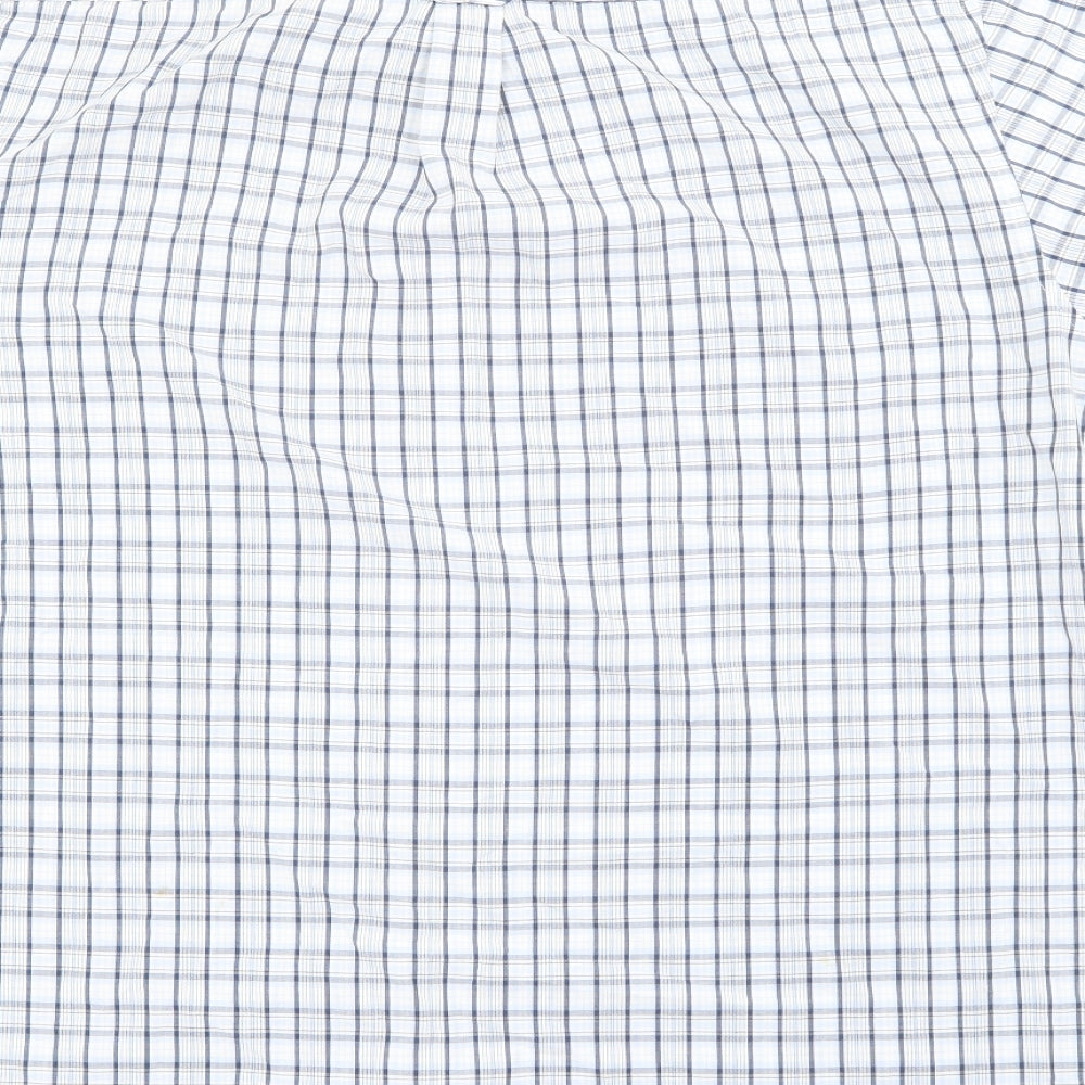 Easy Mens Blue Plaid Polyester  Button-Up Size L Collared Button