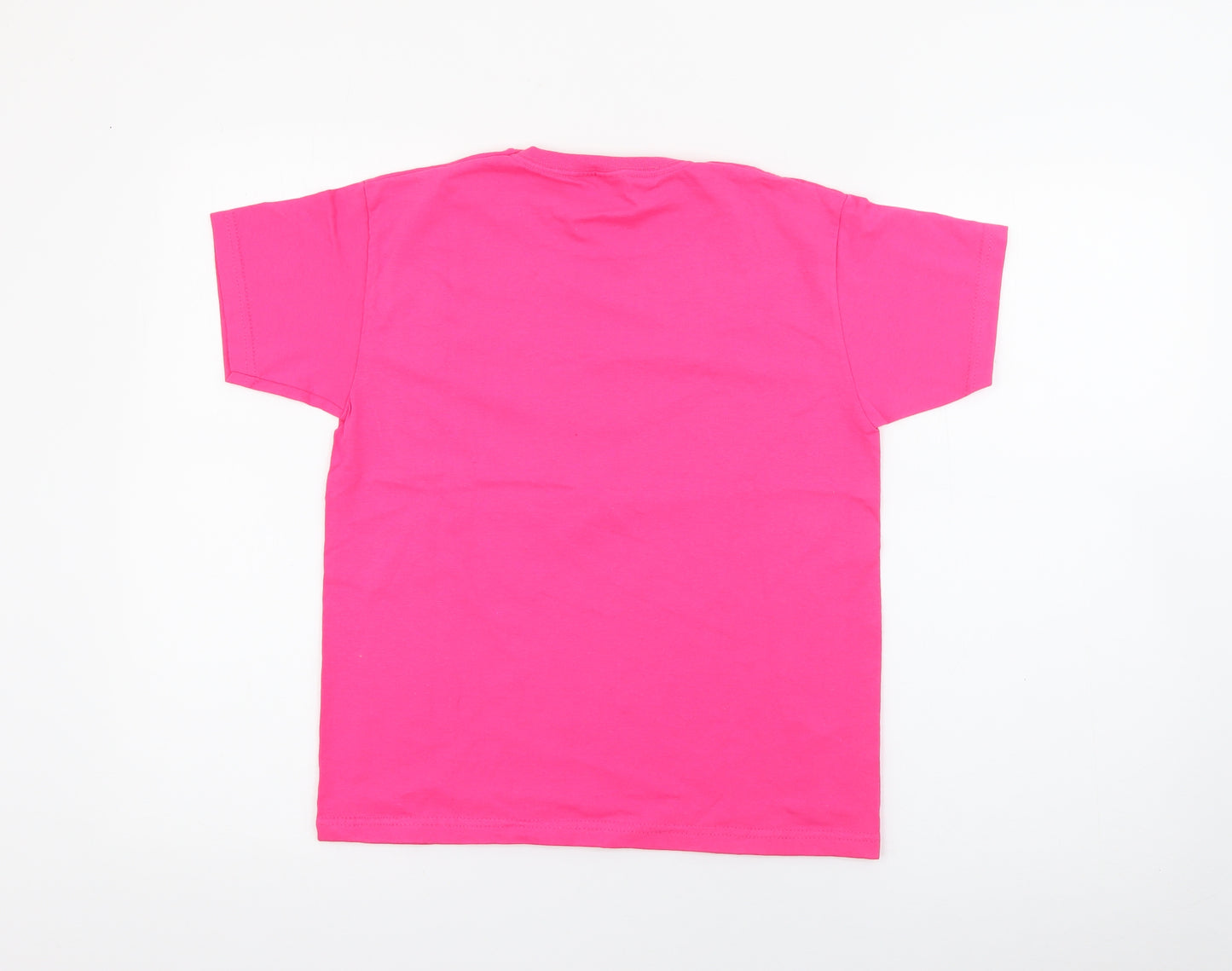 Fruit of the Loom Girls Pink  Cotton Pullover T-Shirt Size 7-8 Years Crew Neck  - Unicorn