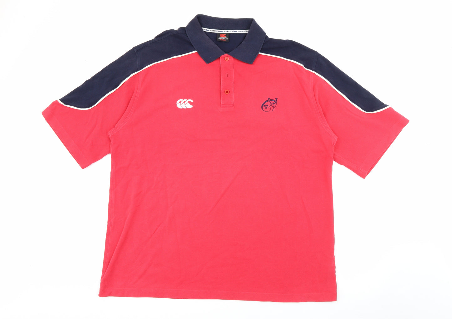 Canterbury Mens Red  Cotton  Polo Size 2XL Collared Button