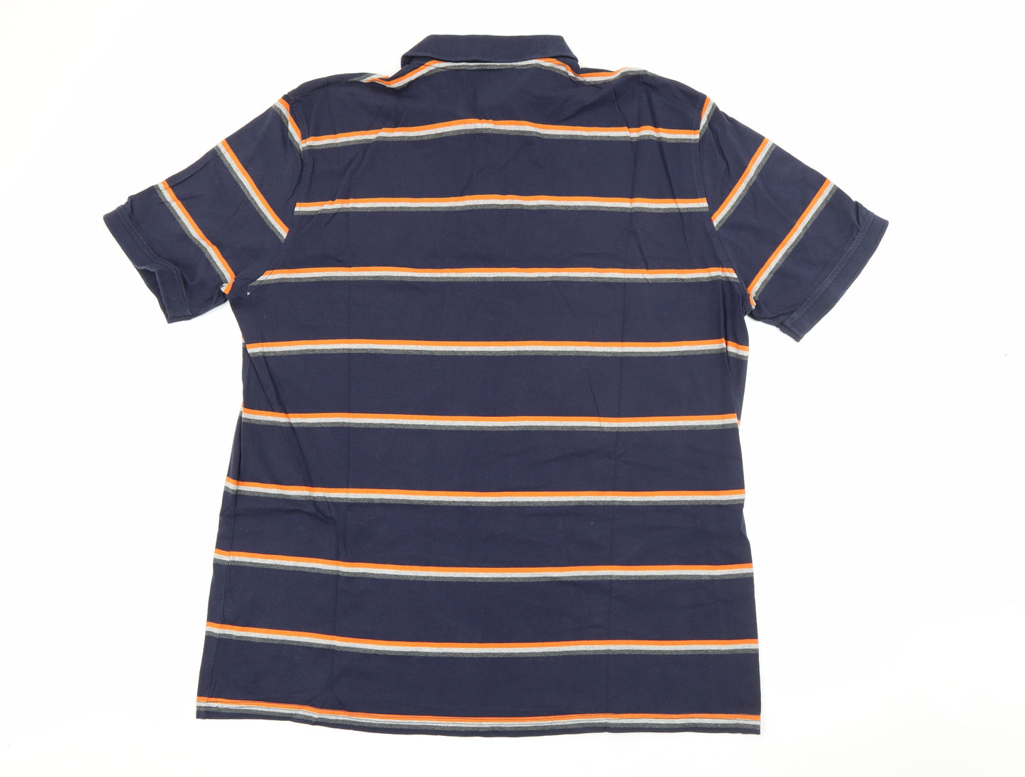 George Mens Blue Striped Cotton  Polo Size 2XL Collared Button