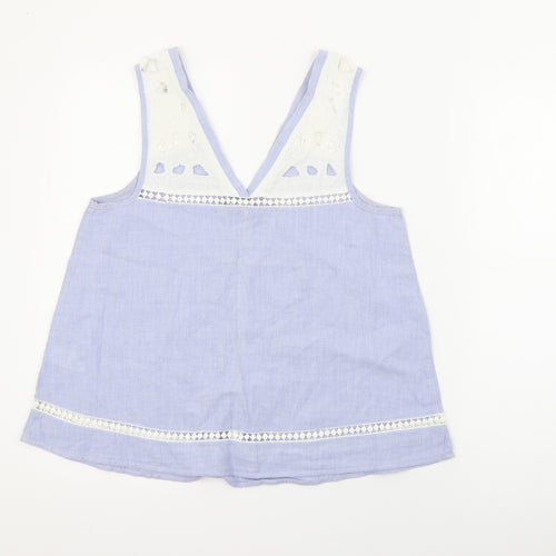 River Island Womens Blue  Cotton Camisole Tank Size 10 V-Neck