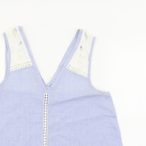 River Island Womens Blue  Cotton Camisole Tank Size 10 V-Neck