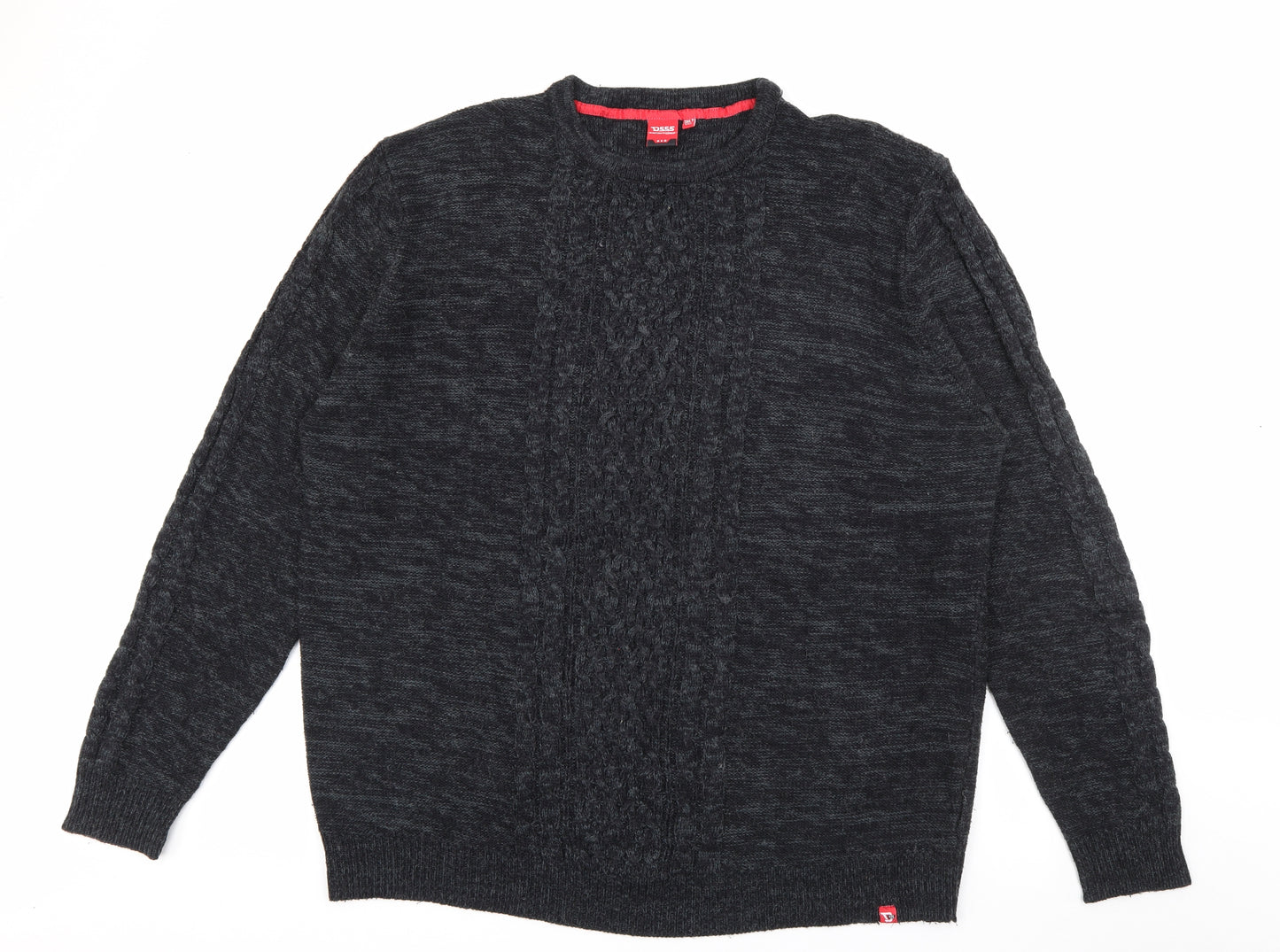 D555 Mens Grey Crew Neck  Acrylic Pullover Jumper Size 3XL