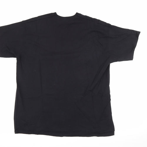 Fruit of the Loom Mens Black  Cotton Pullover T-Shirt Size 2XL Crew Neck  - Rugby