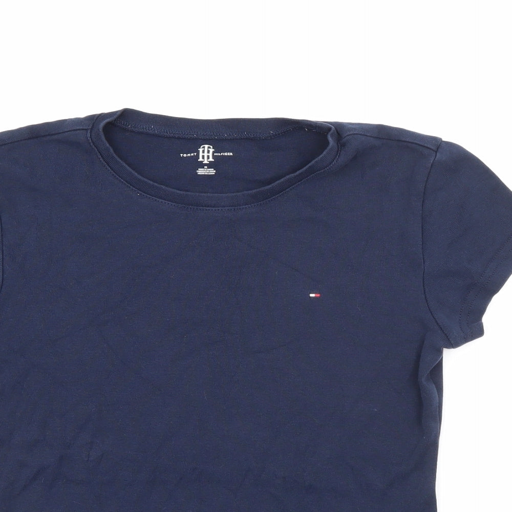 Tommy Hilfiger Womens Blue  Cotton Basic T-Shirt Size M Crew Neck