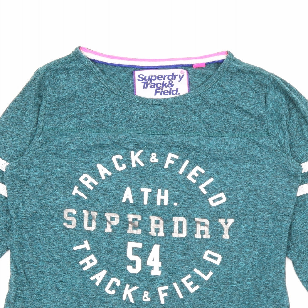 Superdry Womens Blue  Viscose Basic T-Shirt Size M Boat Neck