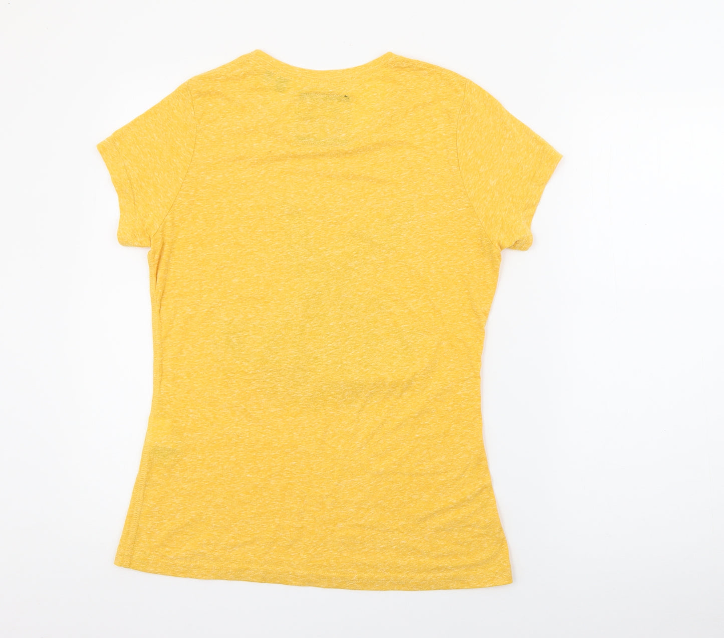 Superdry Womens Yellow  Polyester Basic T-Shirt Size 12 Crew Neck