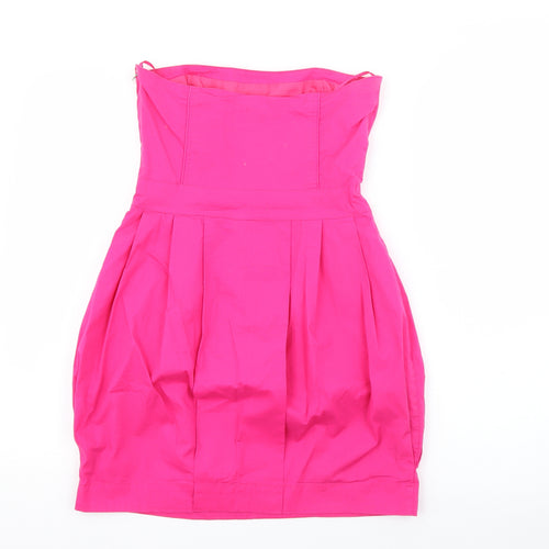 Savida Womens Pink  Cotton Pencil Dress  Size 8  Square Neck Zip