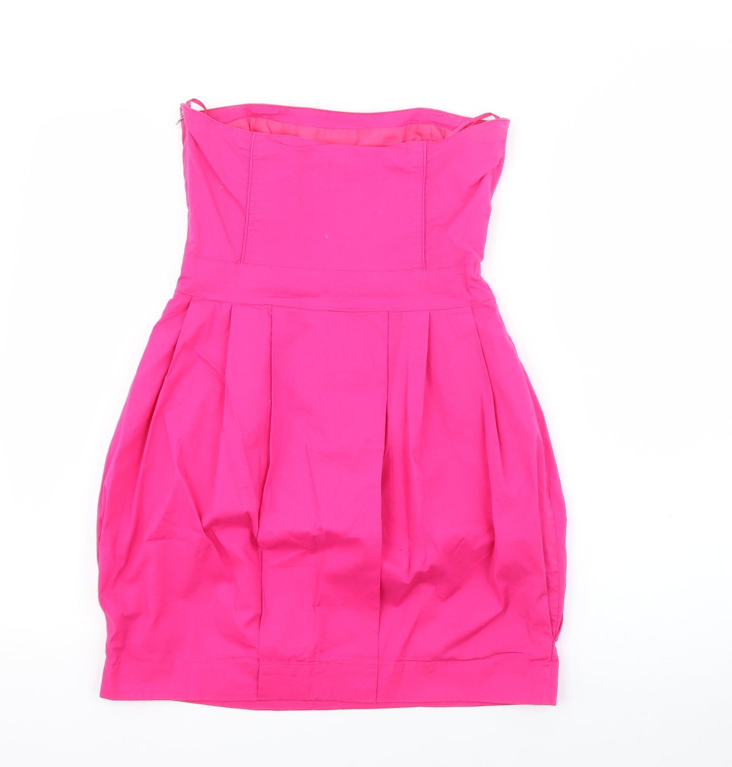 Savida Womens Pink  Cotton Pencil Dress  Size 8  Square Neck Zip