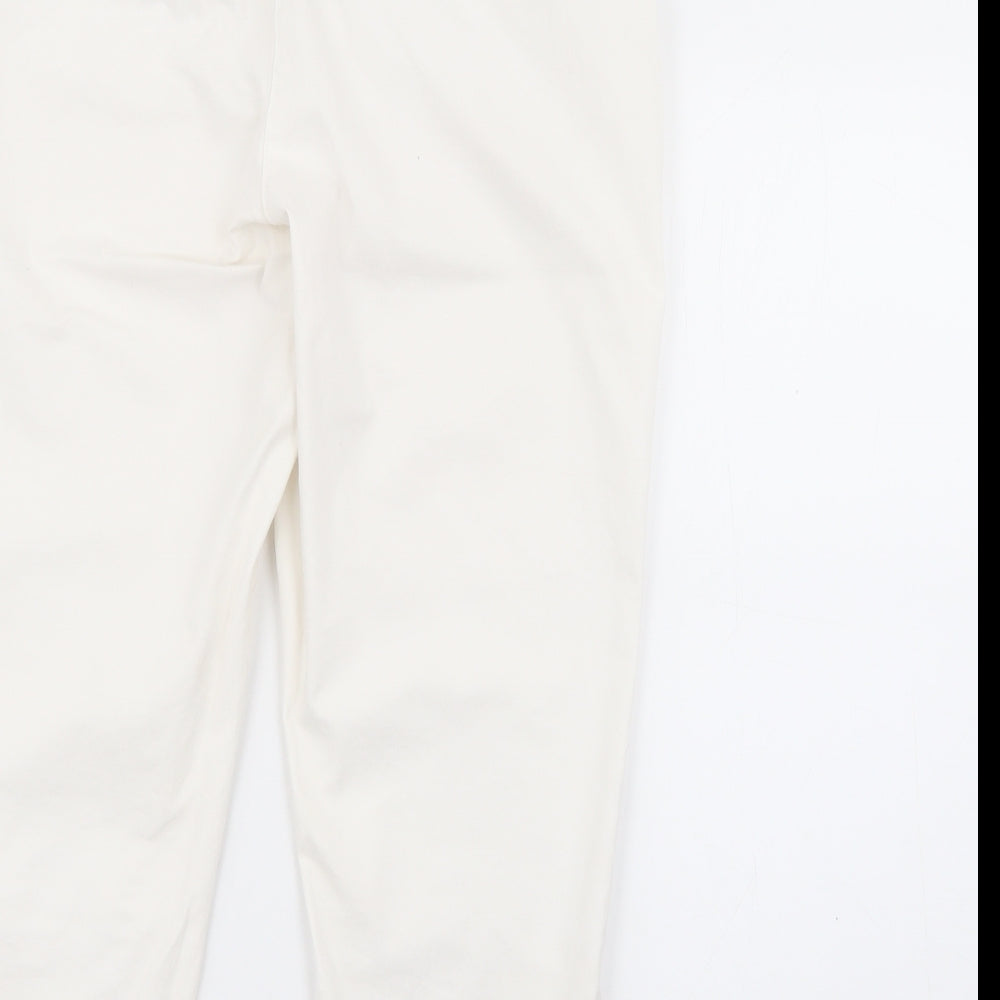 Maine Womens White  Cotton Capri Trousers Size 10 L21 in Regular Zip