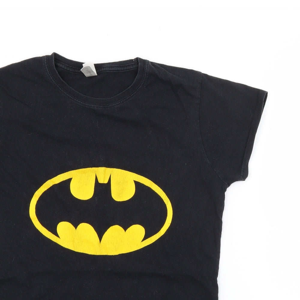 Guildan Womens Black  Cotton Basic T-Shirt Size L Crew Neck - Batman