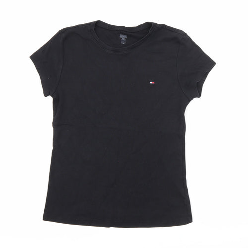 Tommy Hilfiger Womens Black  Cotton Basic T-Shirt Size L Crew Neck