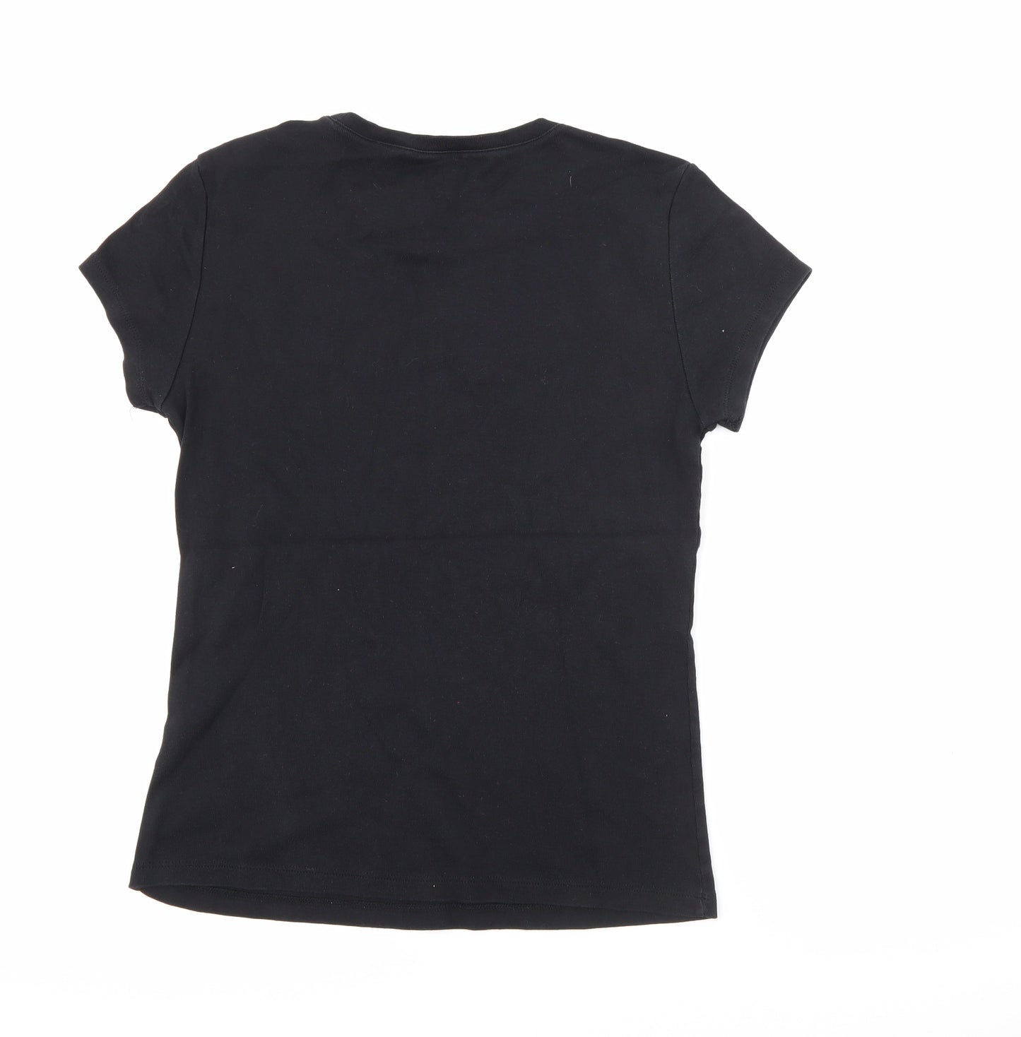 Tommy Hilfiger Womens Black  Cotton Basic T-Shirt Size L Crew Neck