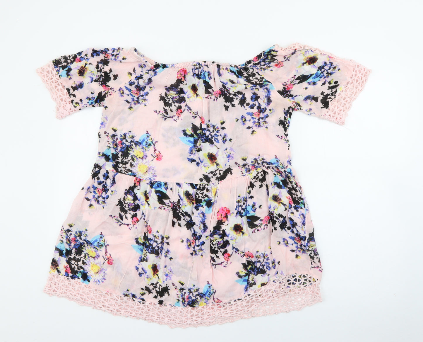 River Island Womens Pink Floral Viscose Shift  Size S  Scoop Neck