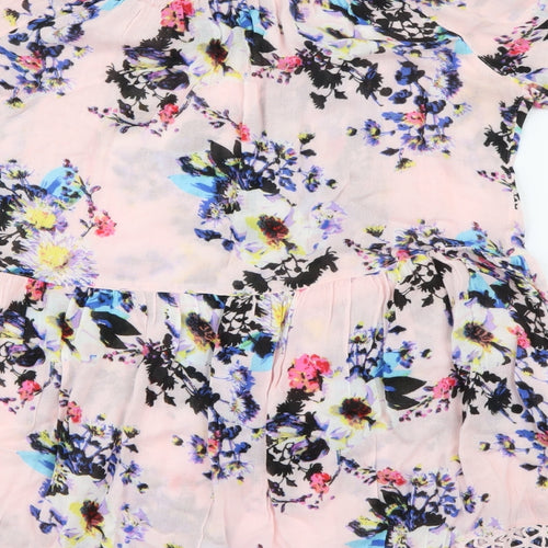 River Island Womens Pink Floral Viscose Shift  Size S  Scoop Neck