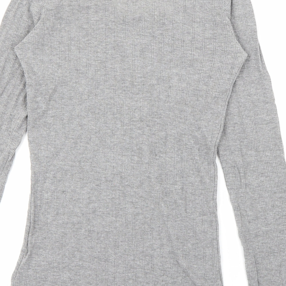 Superdry Womens Grey V-Neck  Cotton Pullover Jumper Size M