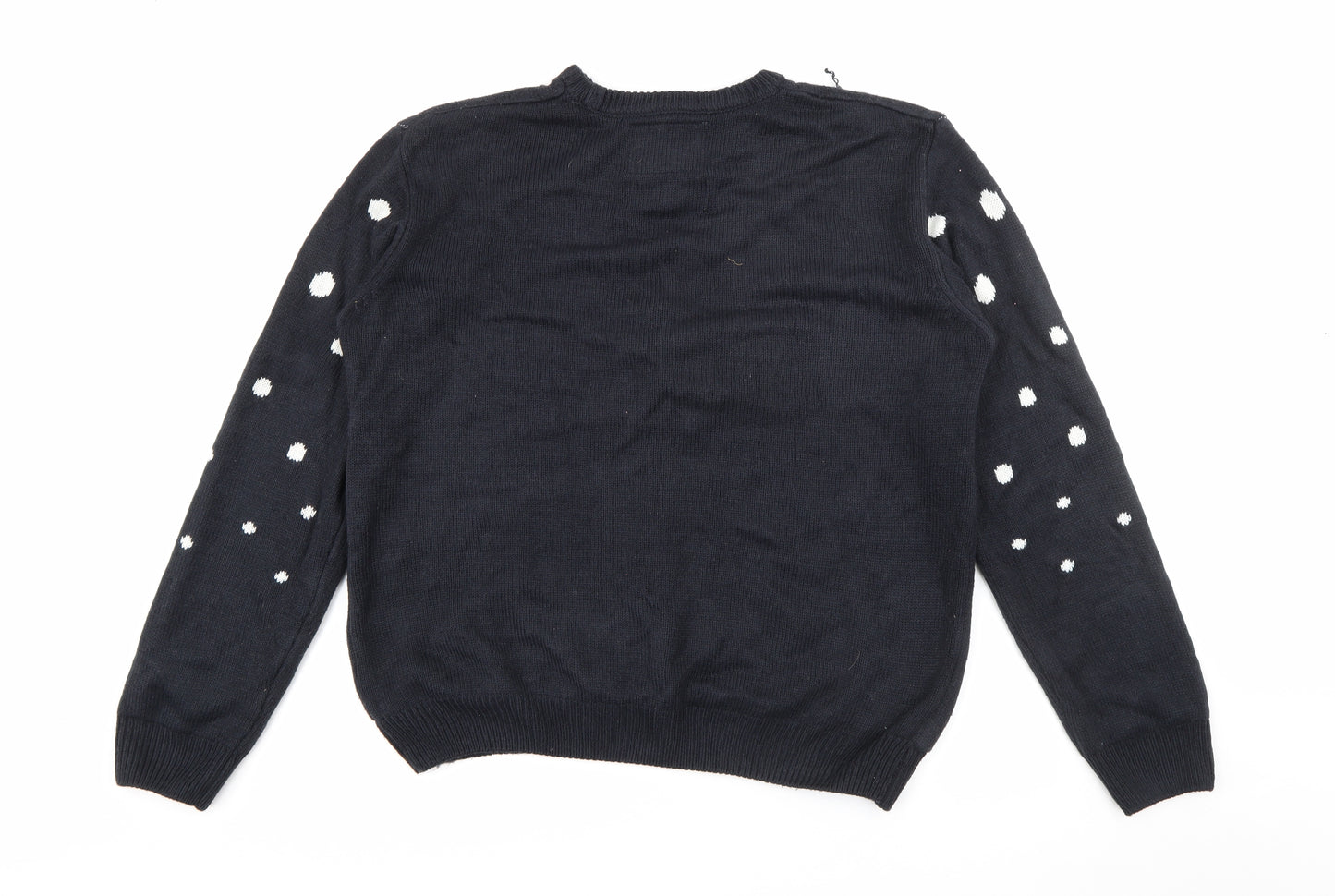 Cedar Wood State Mens Blue Crew Neck Polka Dot Acrylic Pullover Jumper Size L   - LED Light-up Christmas Jumper