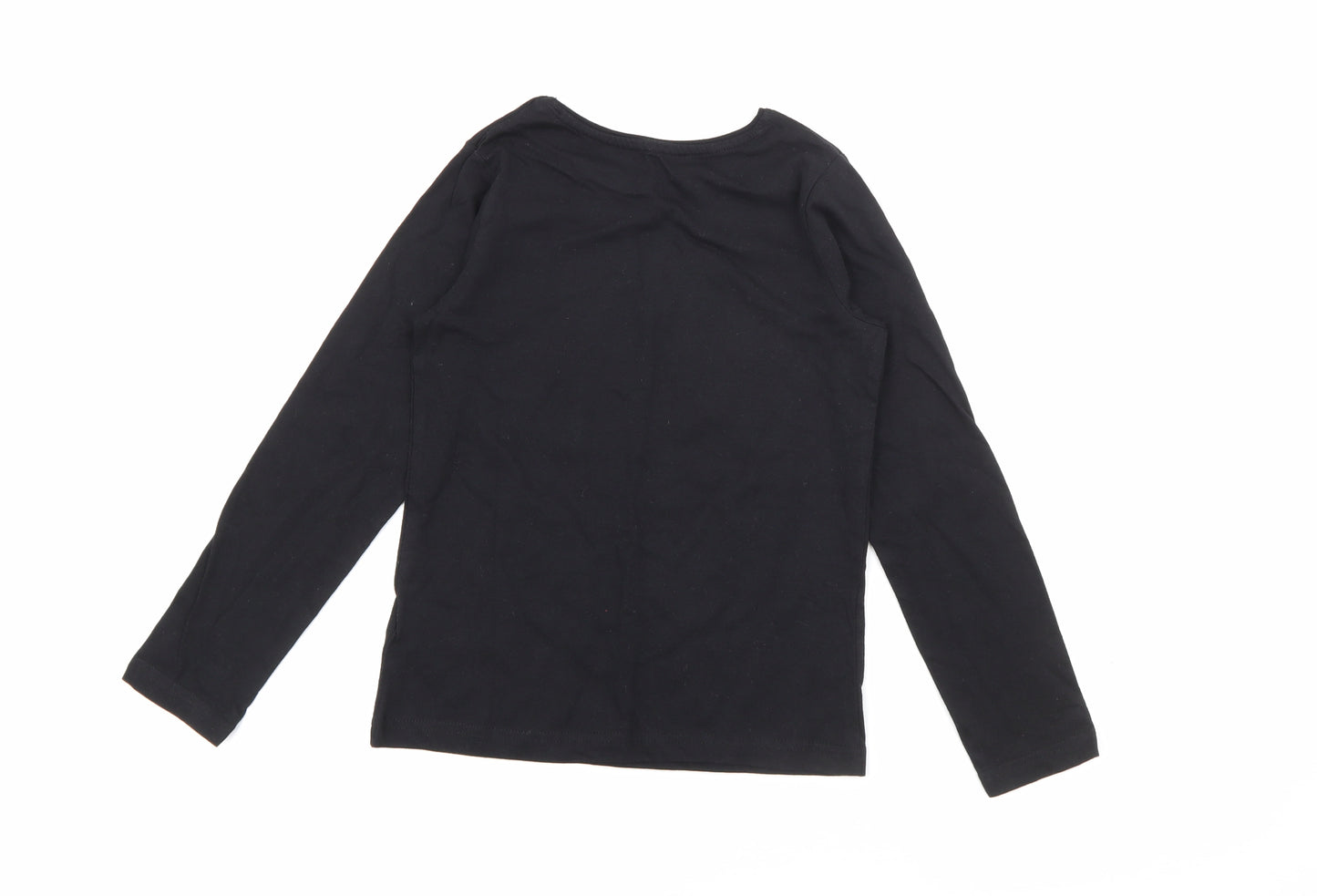 Primark Girls Black  Cotton Basic T-Shirt Size 8-9 Years Crew Neck