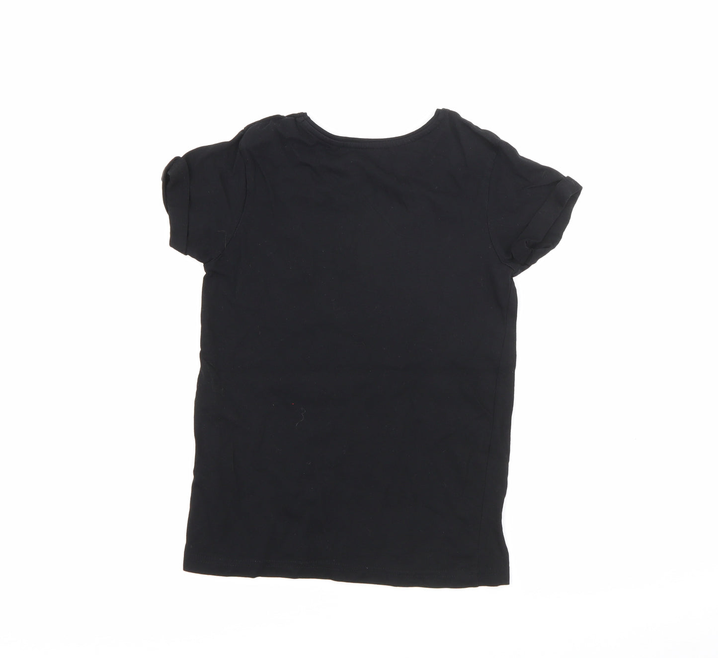Primark Girls Black  Cotton Basic T-Shirt Size 9-10 Years Crew Neck