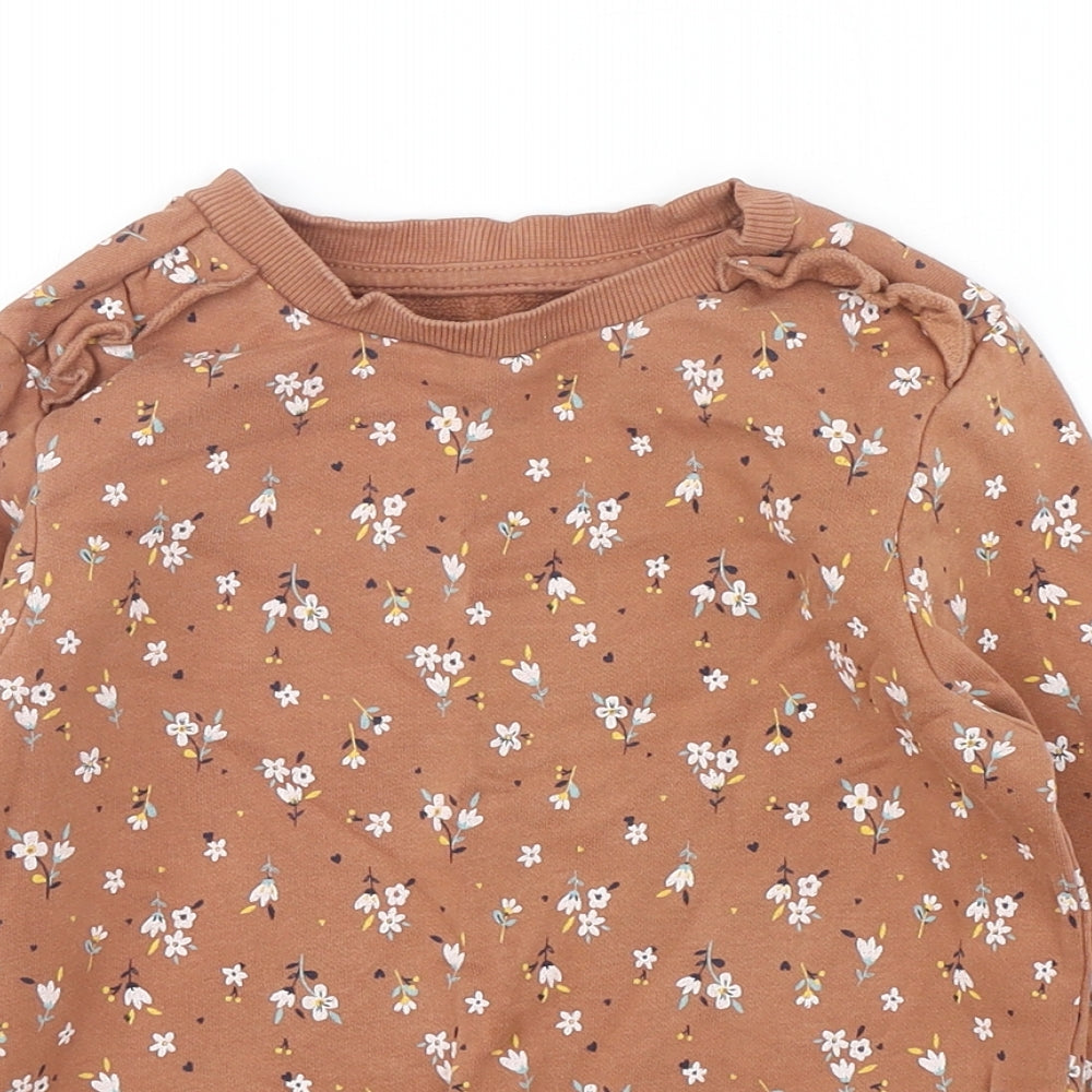 George Girls Brown Floral Cotton Pullover Sweatshirt Size 5-6 Years  Pullover