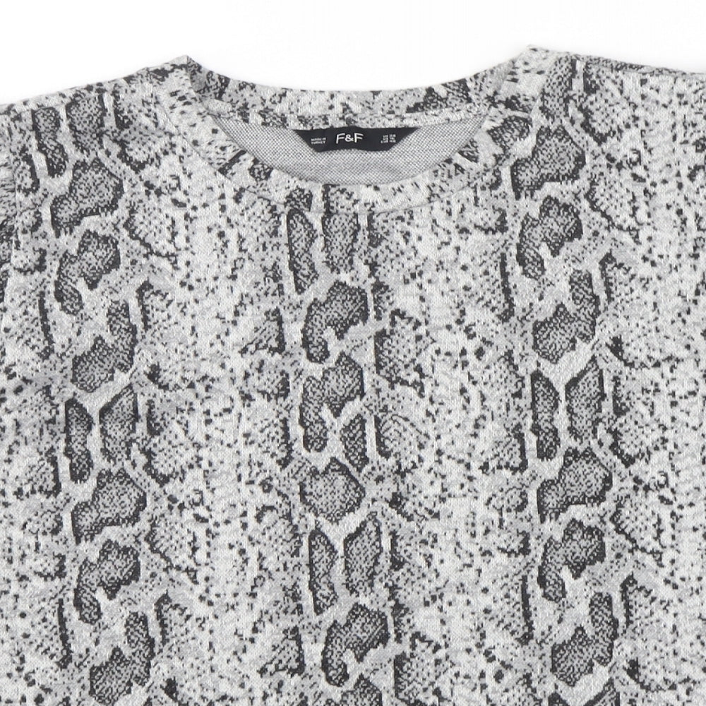 F&F Womens Grey Animal Print Polyester Pullover Sweatshirt Size 20  Pullover