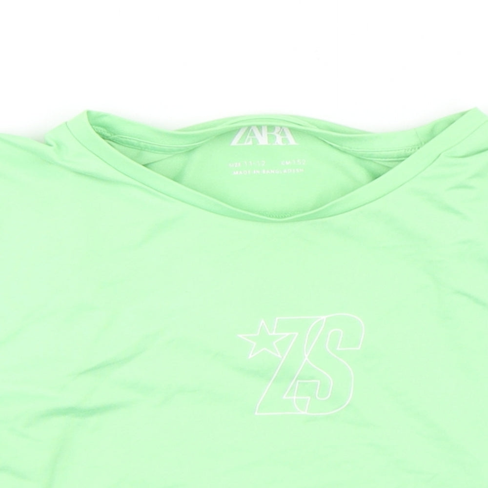 Zara Girls Multicoloured  Polyester Cropped T-Shirt Size 11-12 Years Round Neck Pullover - T-Shirt With Tank