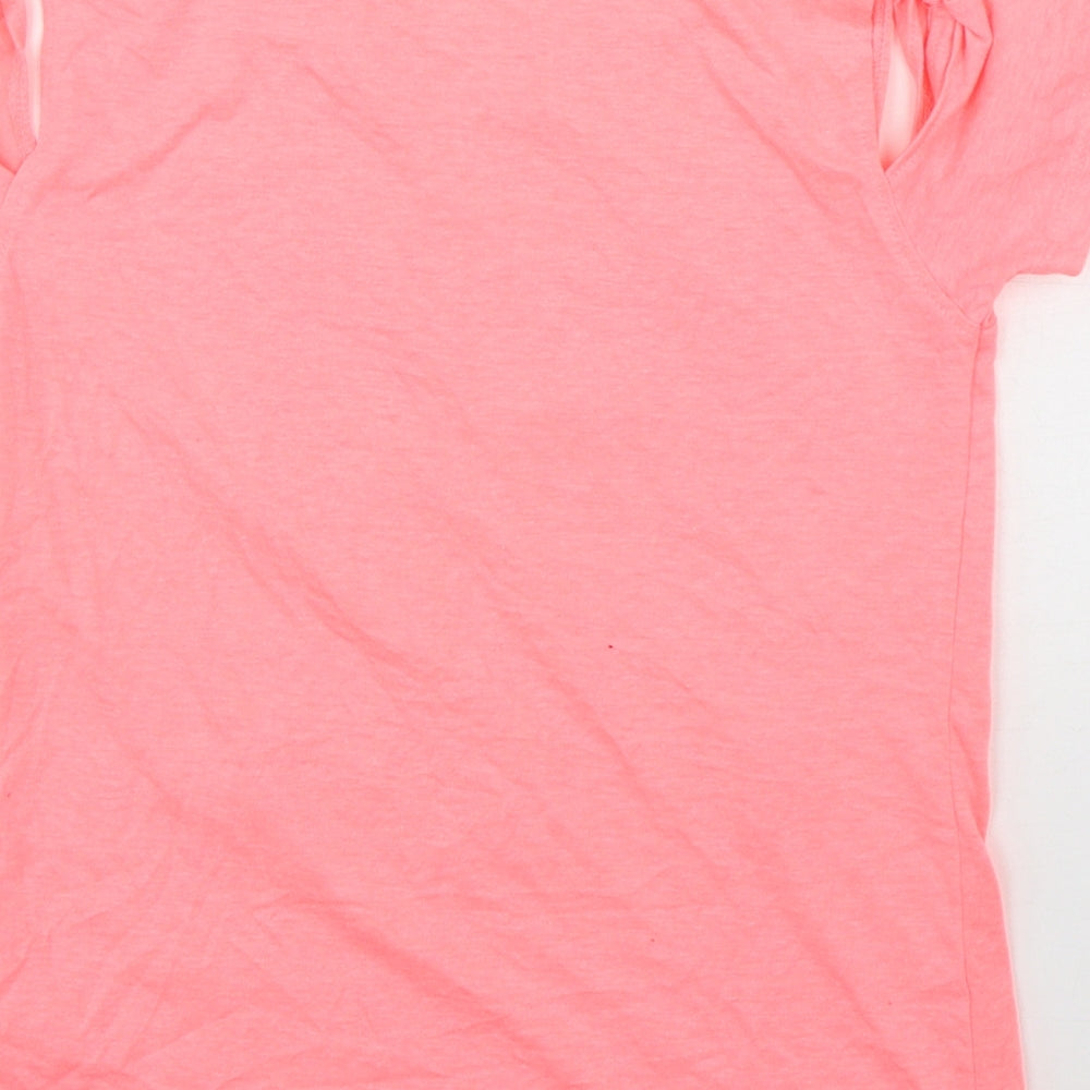 Pep&Co Girls Pink Geometric Cotton Basic T-Shirt Size 9-10 Years Round Neck Pullover