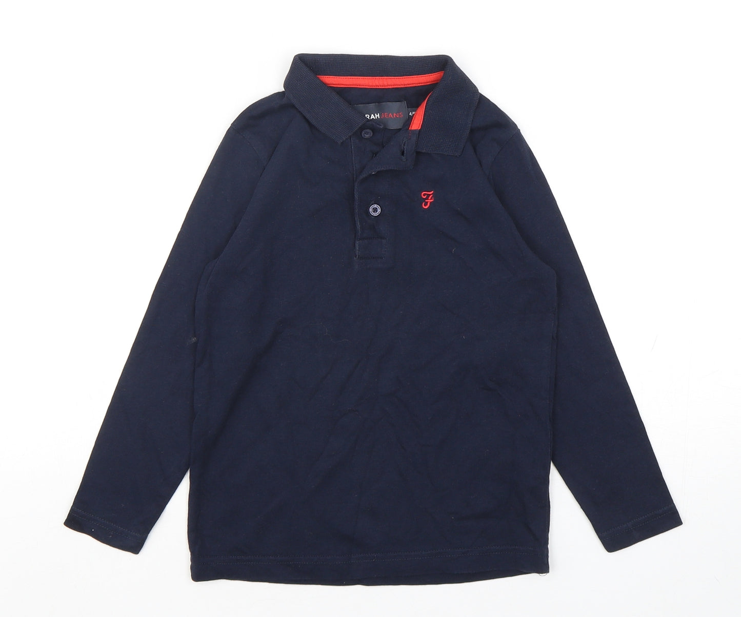 Farah Boys Blue  Polyester Basic Polo Size 4-5 Years Collared Pullover