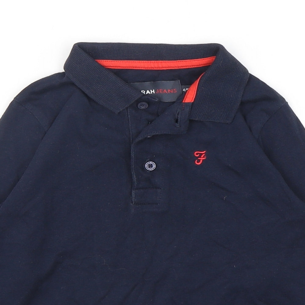 Farah Boys Blue  Polyester Basic Polo Size 4-5 Years Collared Pullover