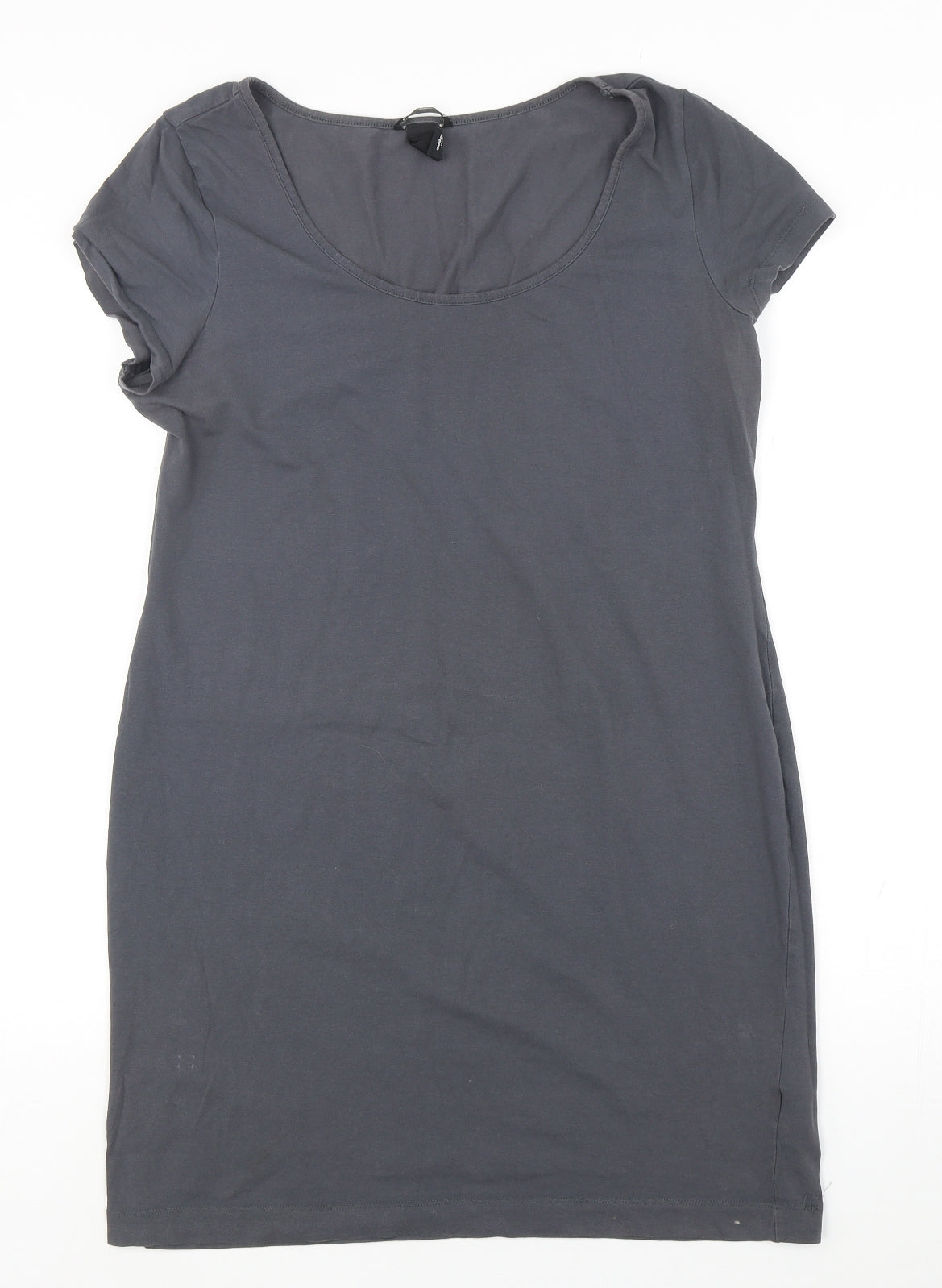 H&M Womens Grey  Cotton T-Shirt Dress  Size L  Round Neck Pullover