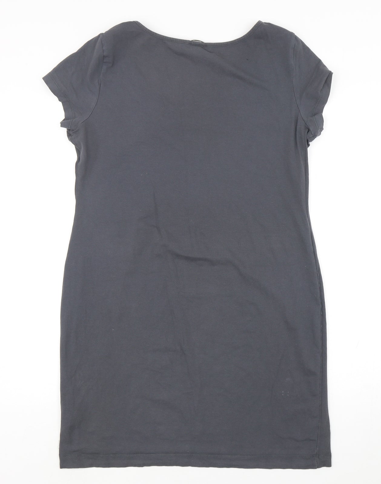 H&M Womens Grey  Cotton T-Shirt Dress  Size L  Round Neck Pullover