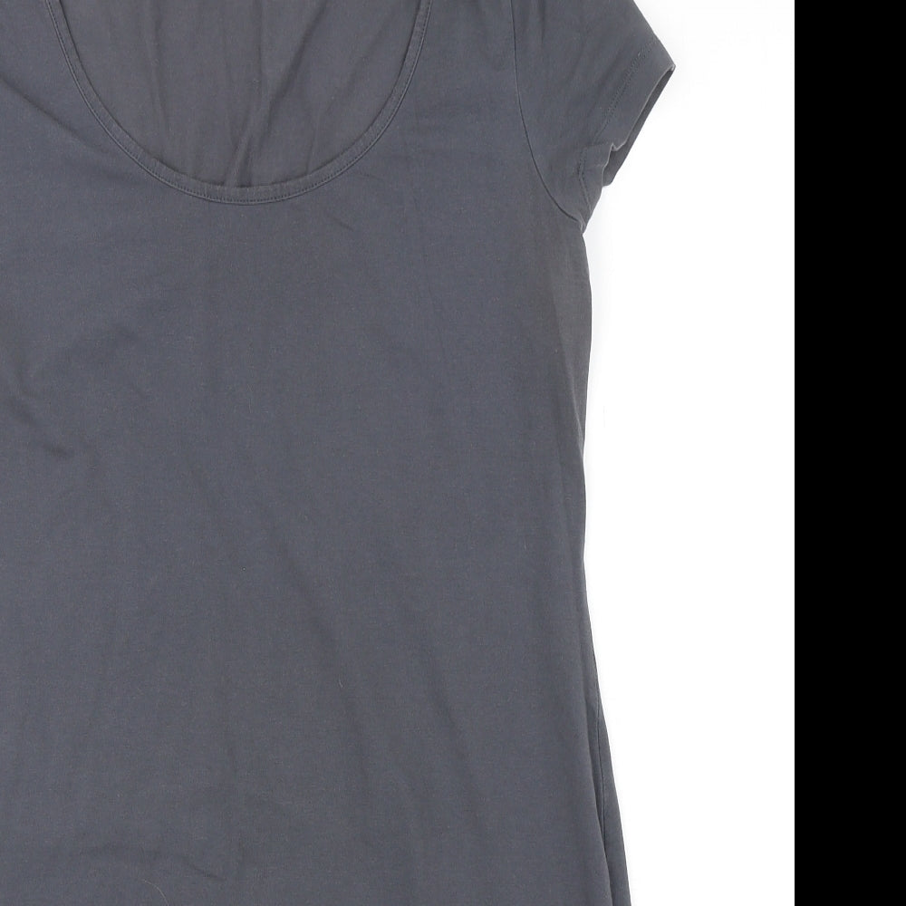 H&M Womens Grey  Cotton T-Shirt Dress  Size L  Round Neck Pullover