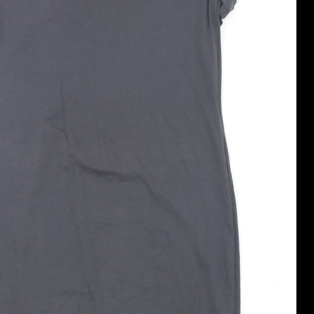 H&M Womens Grey  Cotton T-Shirt Dress  Size L  Round Neck Pullover