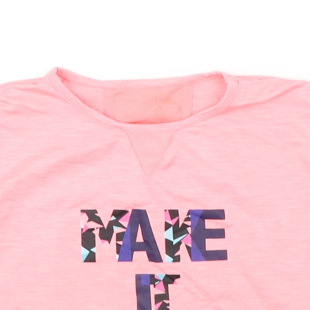 Dunnes  Girls Pink  Cotton Basic T-Shirt Size 5-6 Years Round Neck Pullover