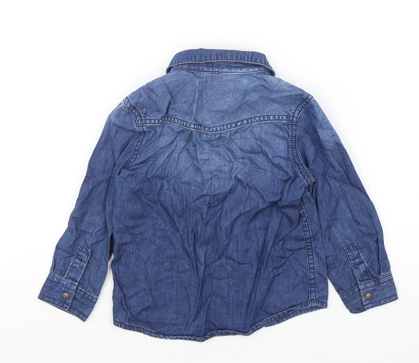 NEXT Boys Blue  Cotton Basic Button-Up Size 18-24 Months Collared Button