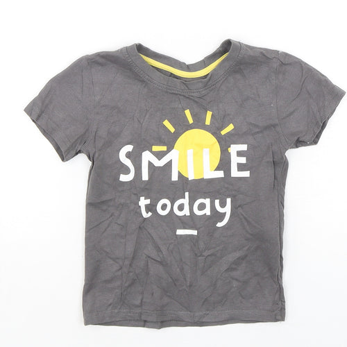 Primark Boys Grey  Cotton Basic T-Shirt Size 18-24 Months Round Neck Pullover