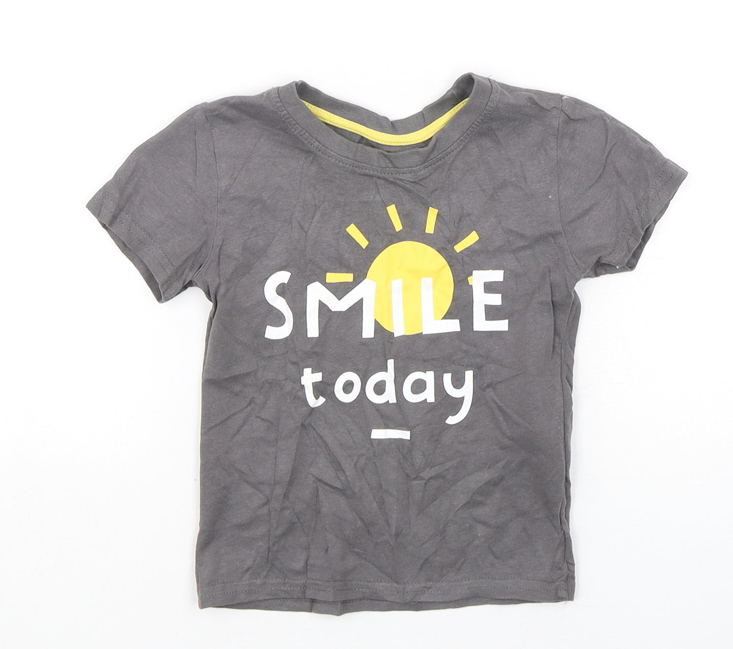 Primark Boys Grey  Cotton Basic T-Shirt Size 18-24 Months Round Neck Pullover