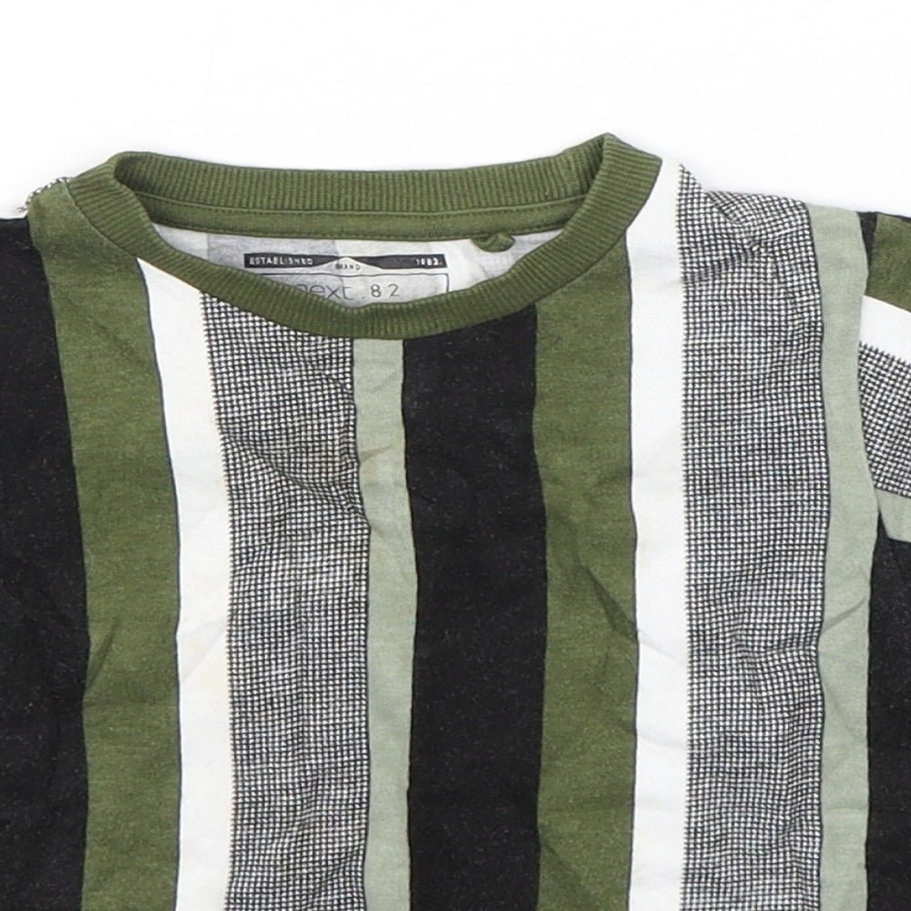 NEXT Boys Multicoloured Striped Cotton Basic T-Shirt Size 18-24 Months Round Neck Pullover