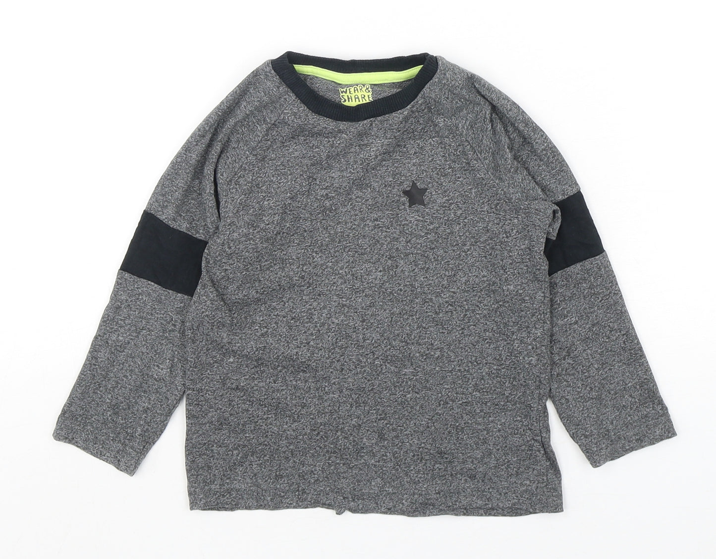 F&F Boys Grey  Cotton Basic T-Shirt Size 18-24 Months Round Neck Pullover