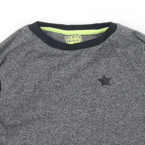 F&F Boys Grey  Cotton Basic T-Shirt Size 18-24 Months Round Neck Pullover