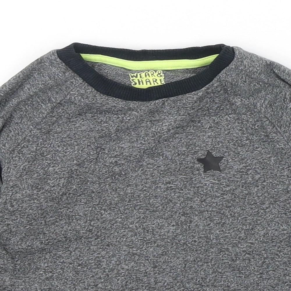 F&F Boys Grey  Cotton Basic T-Shirt Size 18-24 Months Round Neck Pullover