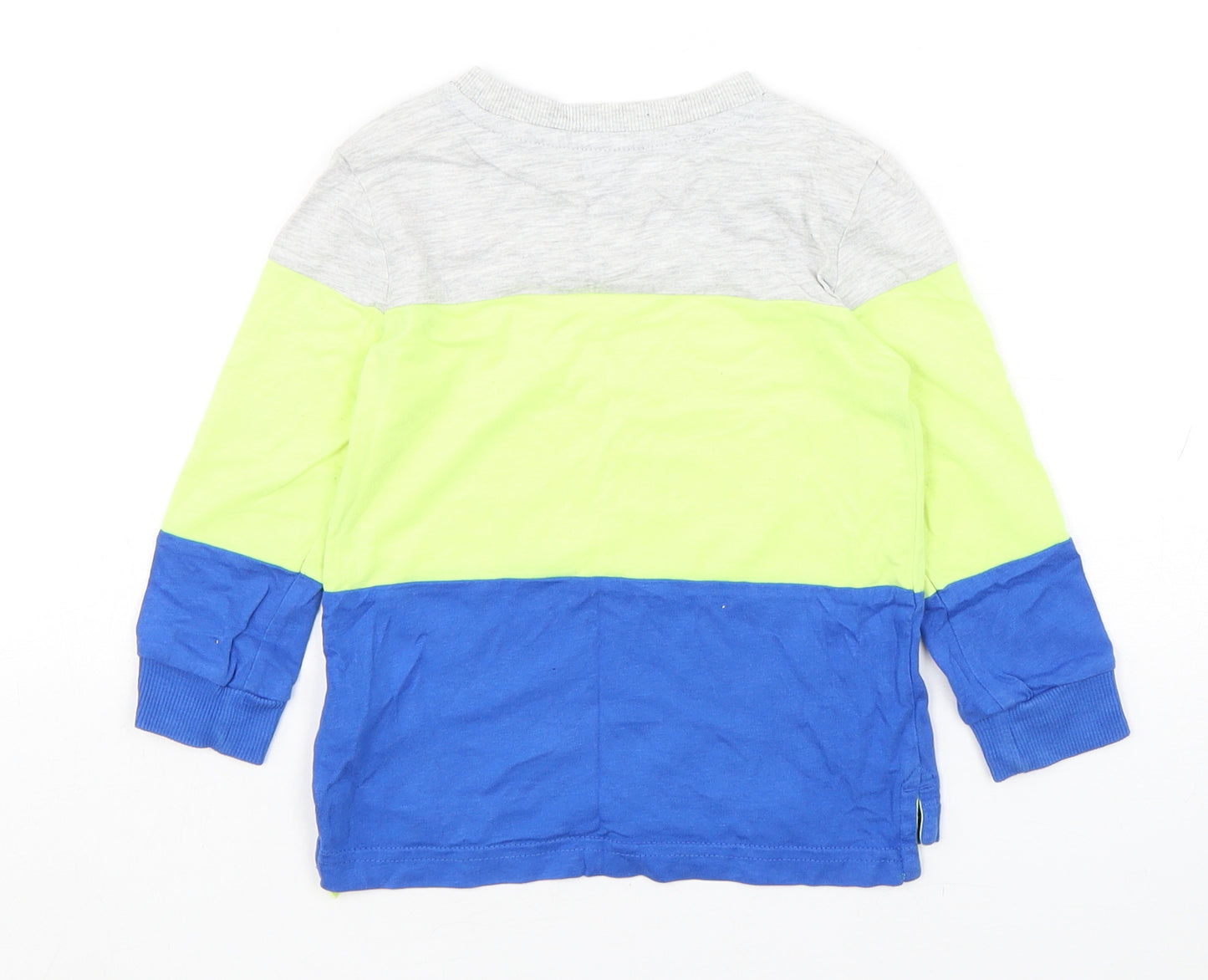 F&F Boys Multicoloured Colourblock Cotton Basic T-Shirt Size 18-24 Months Round Neck Pullover