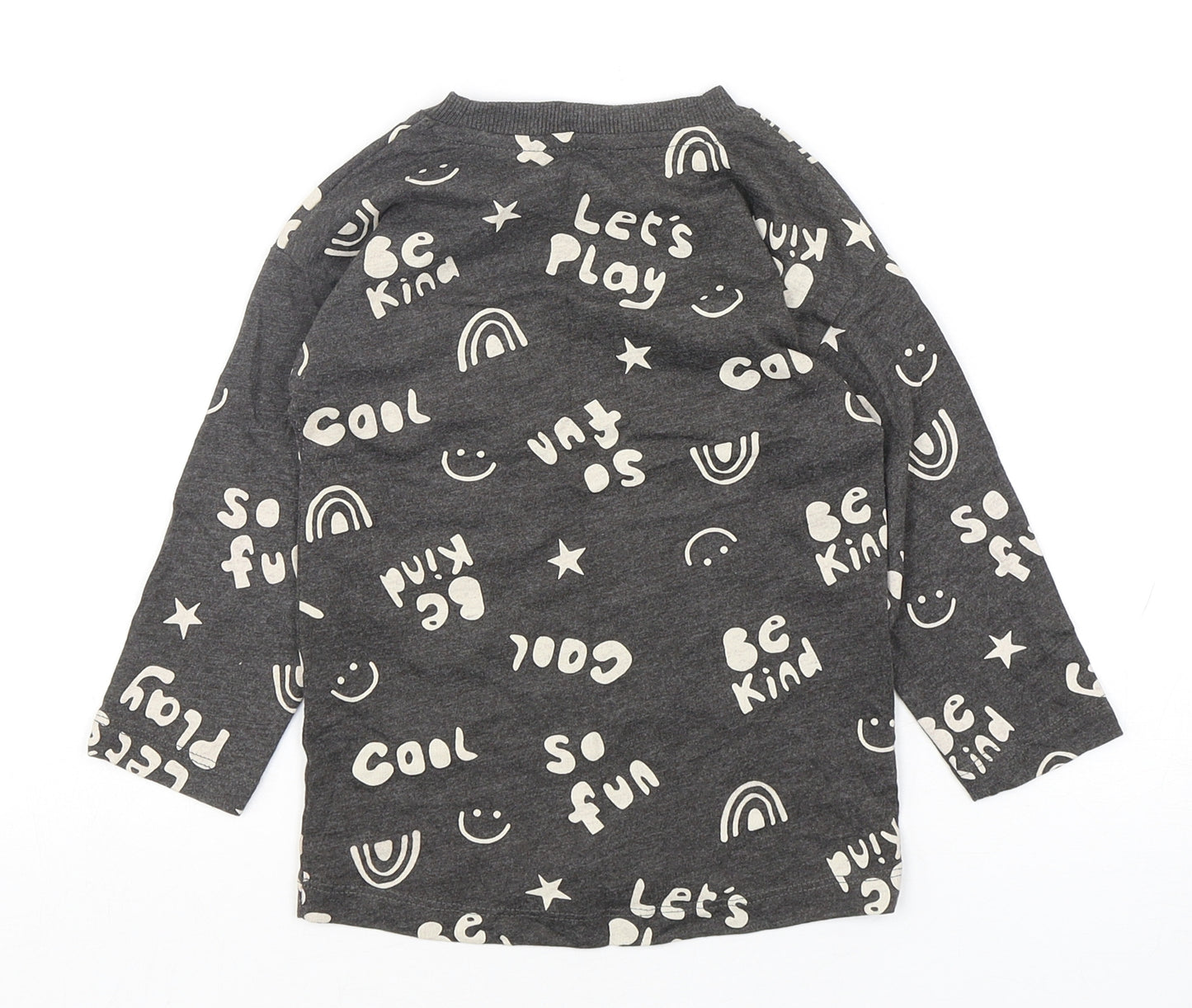 Matalan  Boys Grey Geometric Cotton Basic T-Shirt Size 18-24 Months Round Neck Pullover