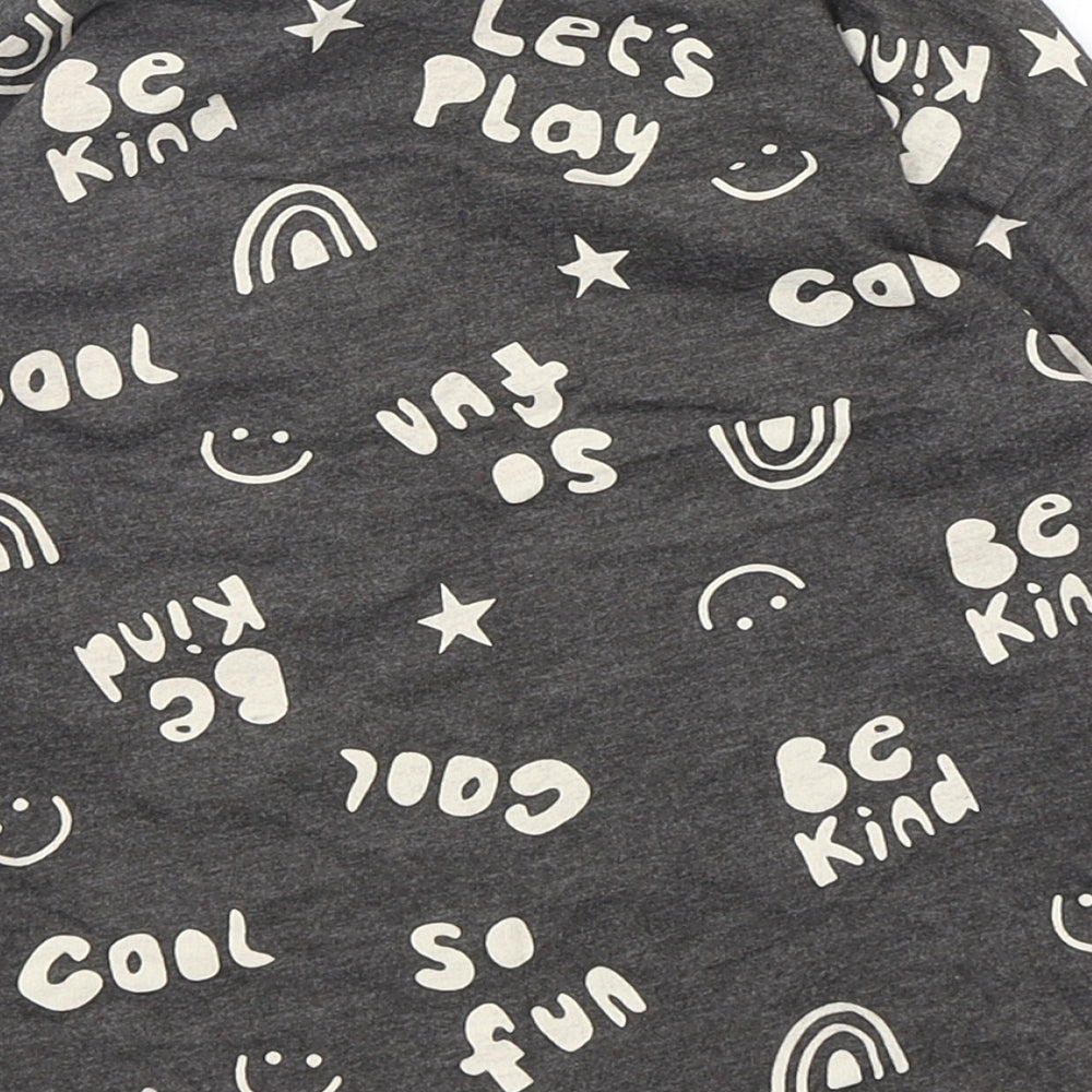 Matalan  Boys Grey Geometric Cotton Basic T-Shirt Size 18-24 Months Round Neck Pullover