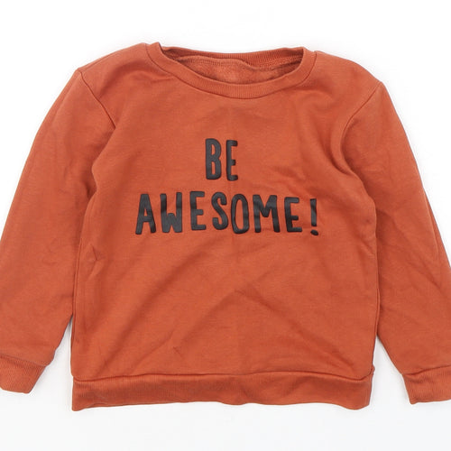 Dunnes Stores Boys Brown  Cotton Pullover Sweatshirt Size 2-3 Years  Pullover - Be Awesome