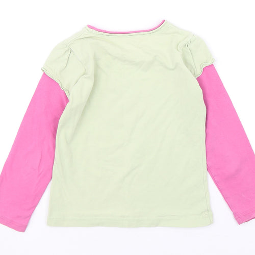 Pumpkin Patch Girls Multicoloured Geometric Cotton Basic T-Shirt Size 6 Years Round Neck Pullover
